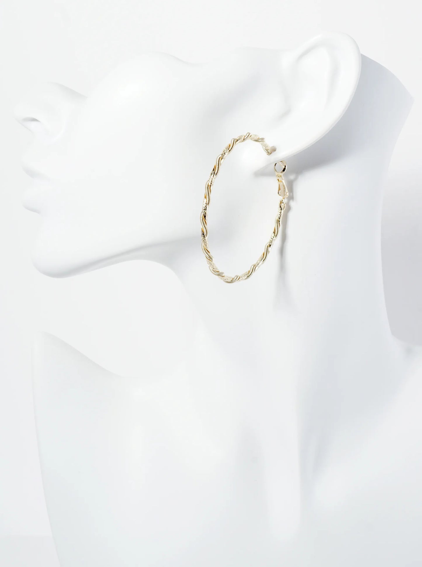 Wrapped With Snake Chain 14K-Gold-Dipped 50mm Latch-Back Hoop Earrings