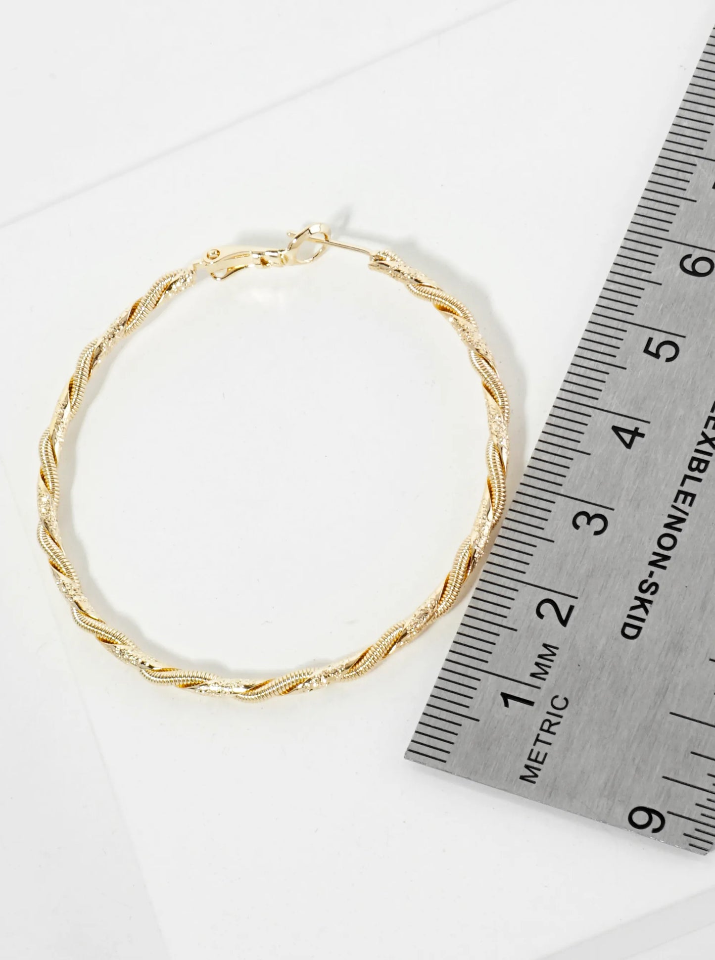 Wrapped With Snake Chain 14K-Gold-Dipped 50mm Latch-Back Hoop Earrings