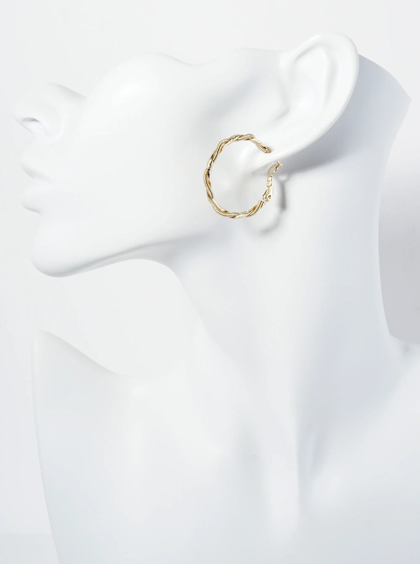 Wrapped With Snake Chain 30mm 14K-Gold-Dipped Latch-Back Hoop Earrings