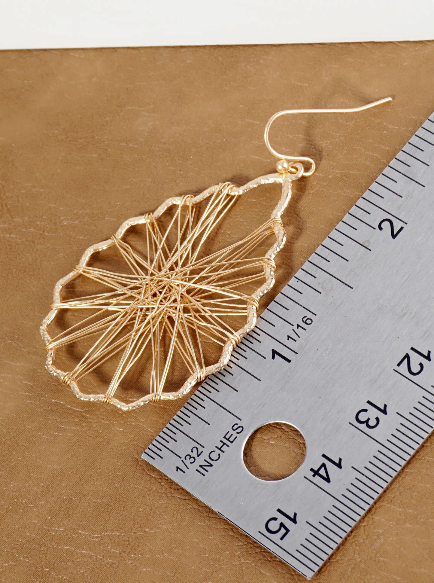 Wrapped With Wire Textured Metal Teardrop Dangle Earrings