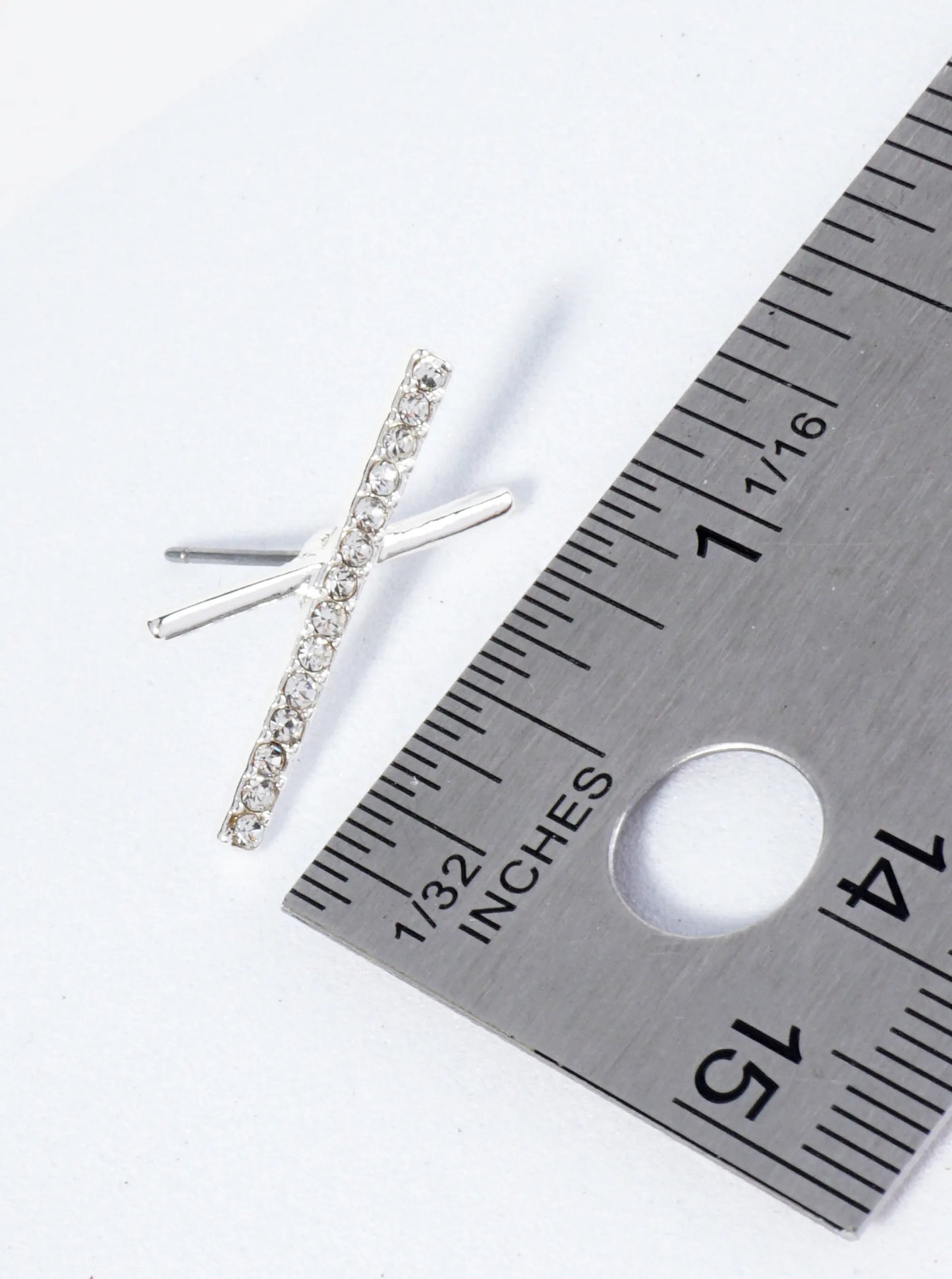 X-Shaped Stud Earrings With Stones Set On One Side