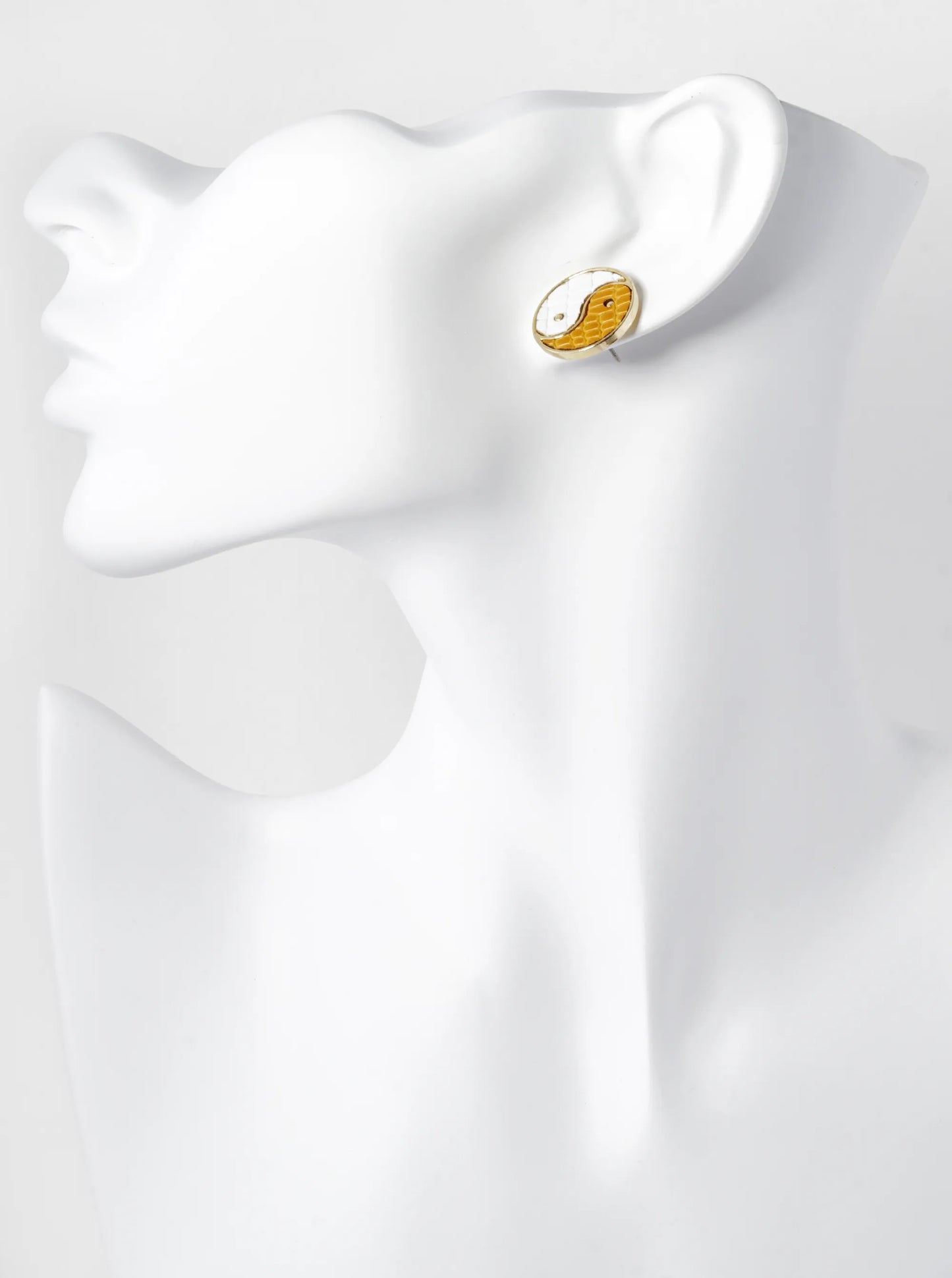 Yin Yang Leather Spiritual Button Stud Earrings