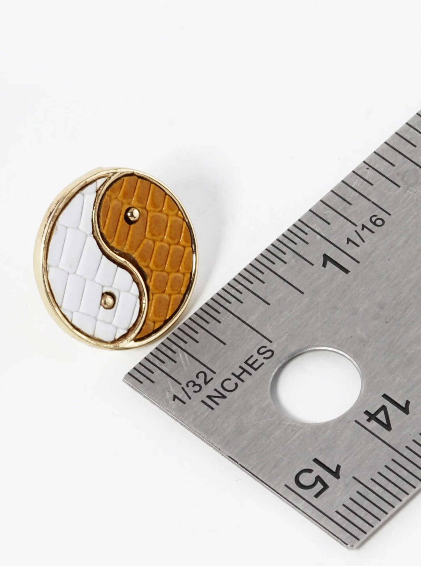 Yin Yang Leather Spiritual Button Stud Earrings