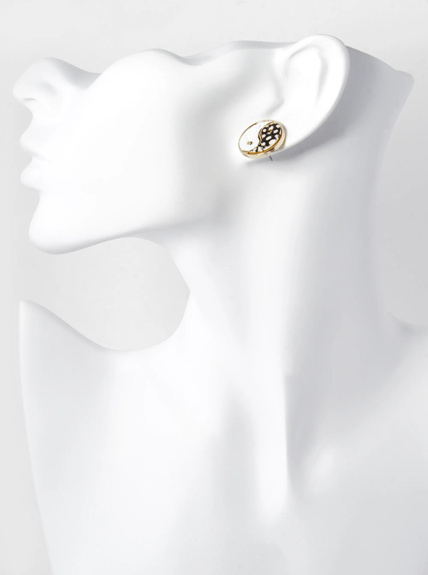 Yin Yang Leather Spiritual Button Stud Earrings