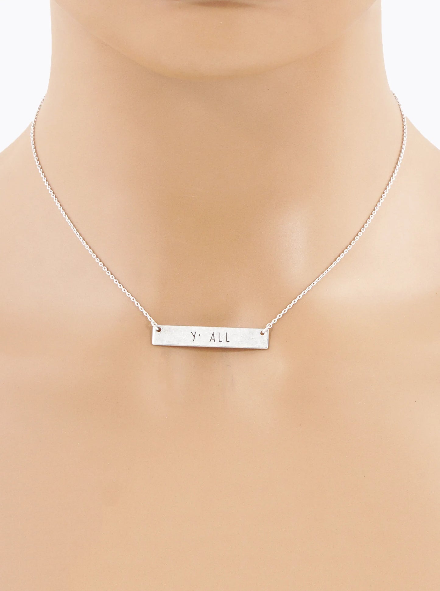 You All Engraved Horizontal Bar Pendant Necklace