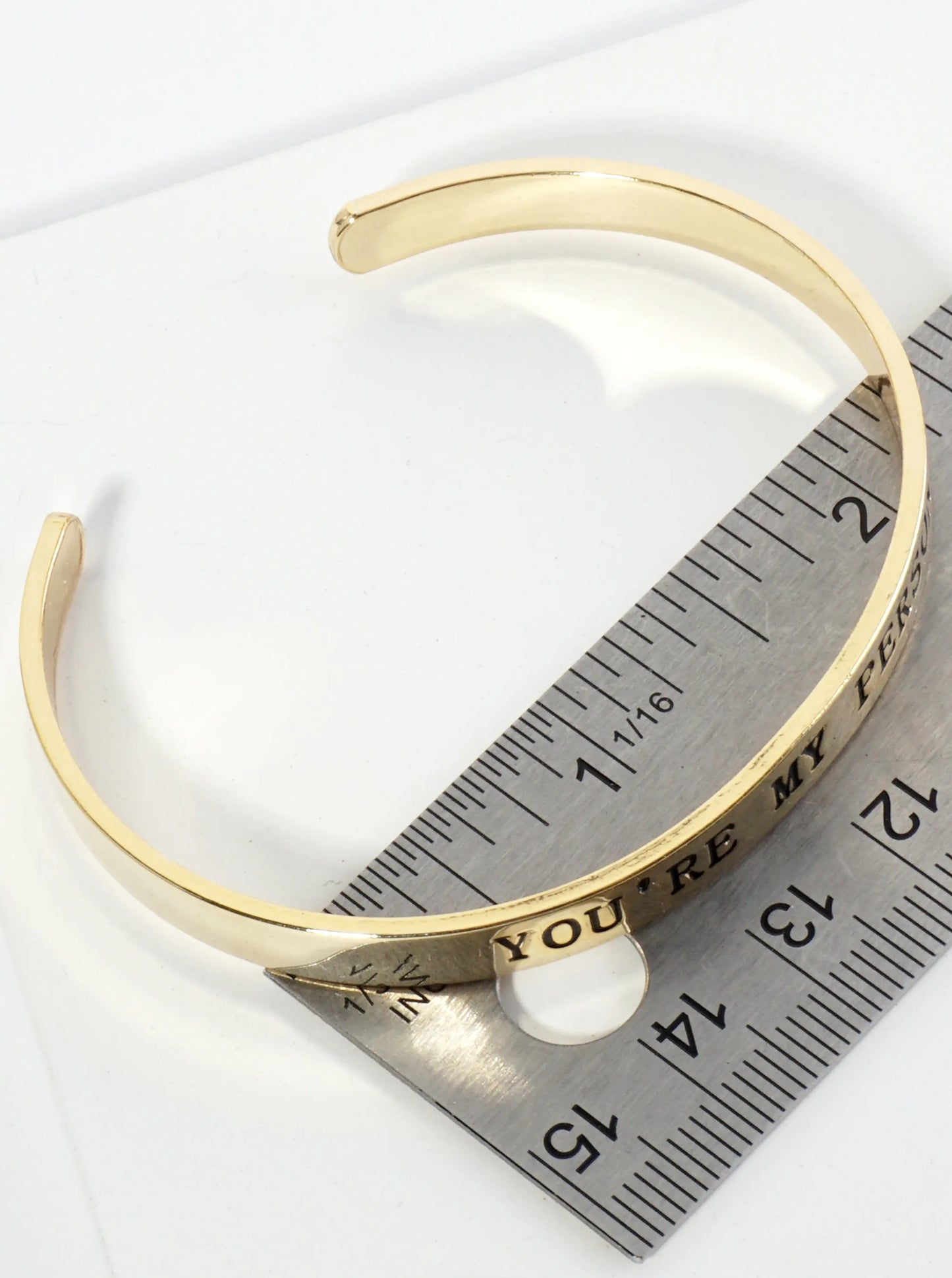 You Are My Person Engraved 18K Gold Dipped Open Cuff Bangle Bracelet