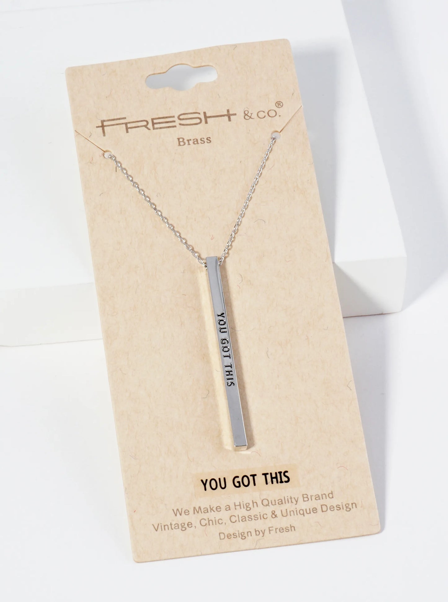 You Got This Engraved Vertical Bar Pendant Inspirational Necklace