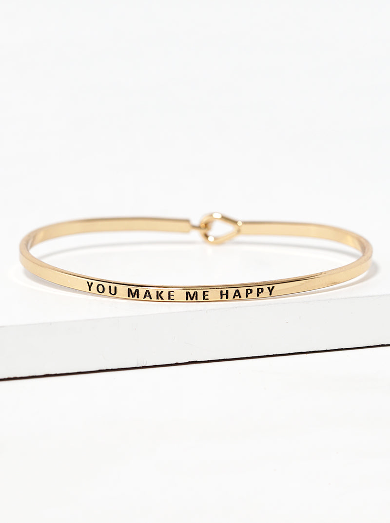 You Make Me Happy Engraved Inspirational Bangle Bracelet