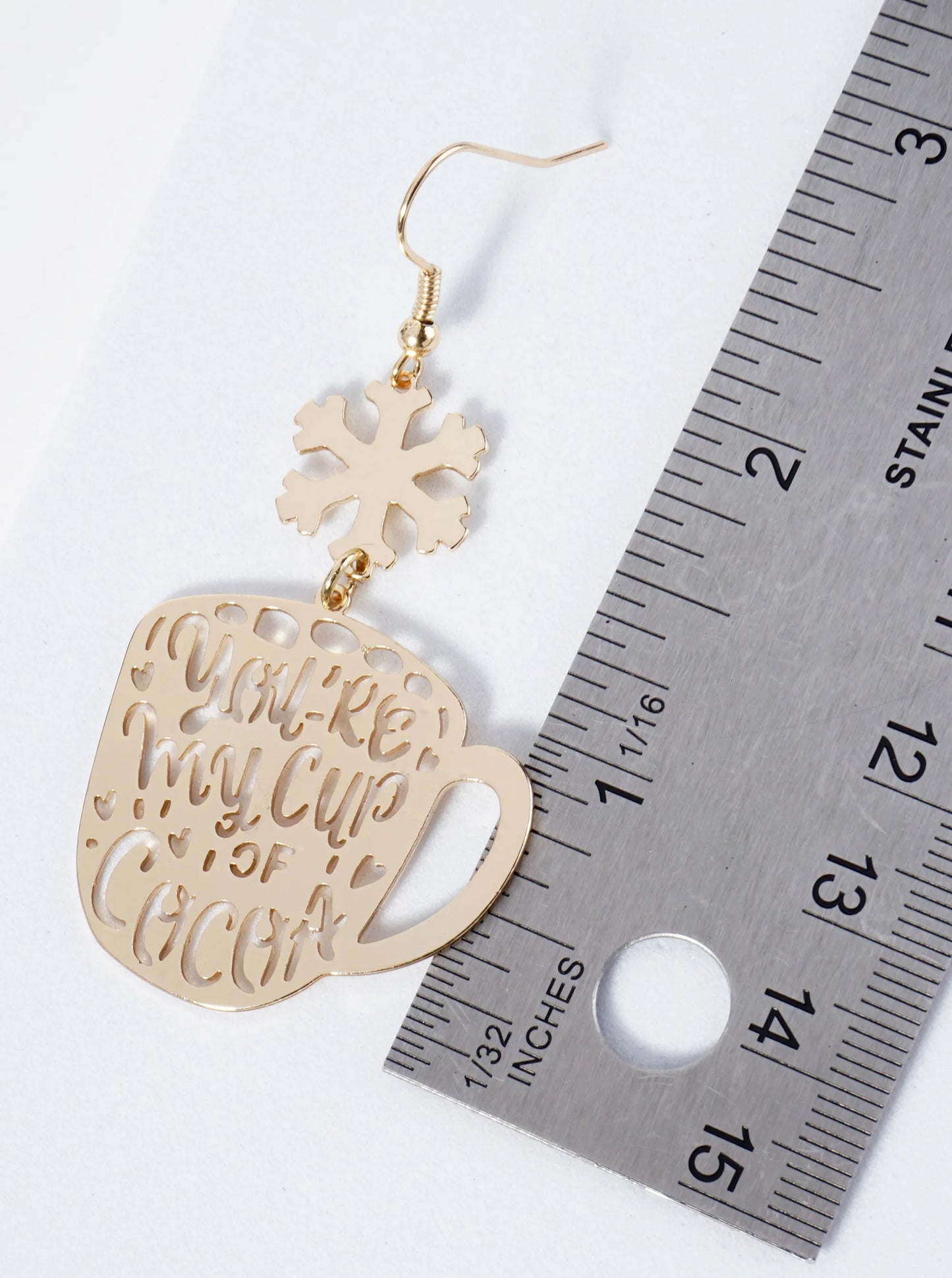 You Are My Cup Of Cocoa Cutout Snowflake Mug Drop Earrings