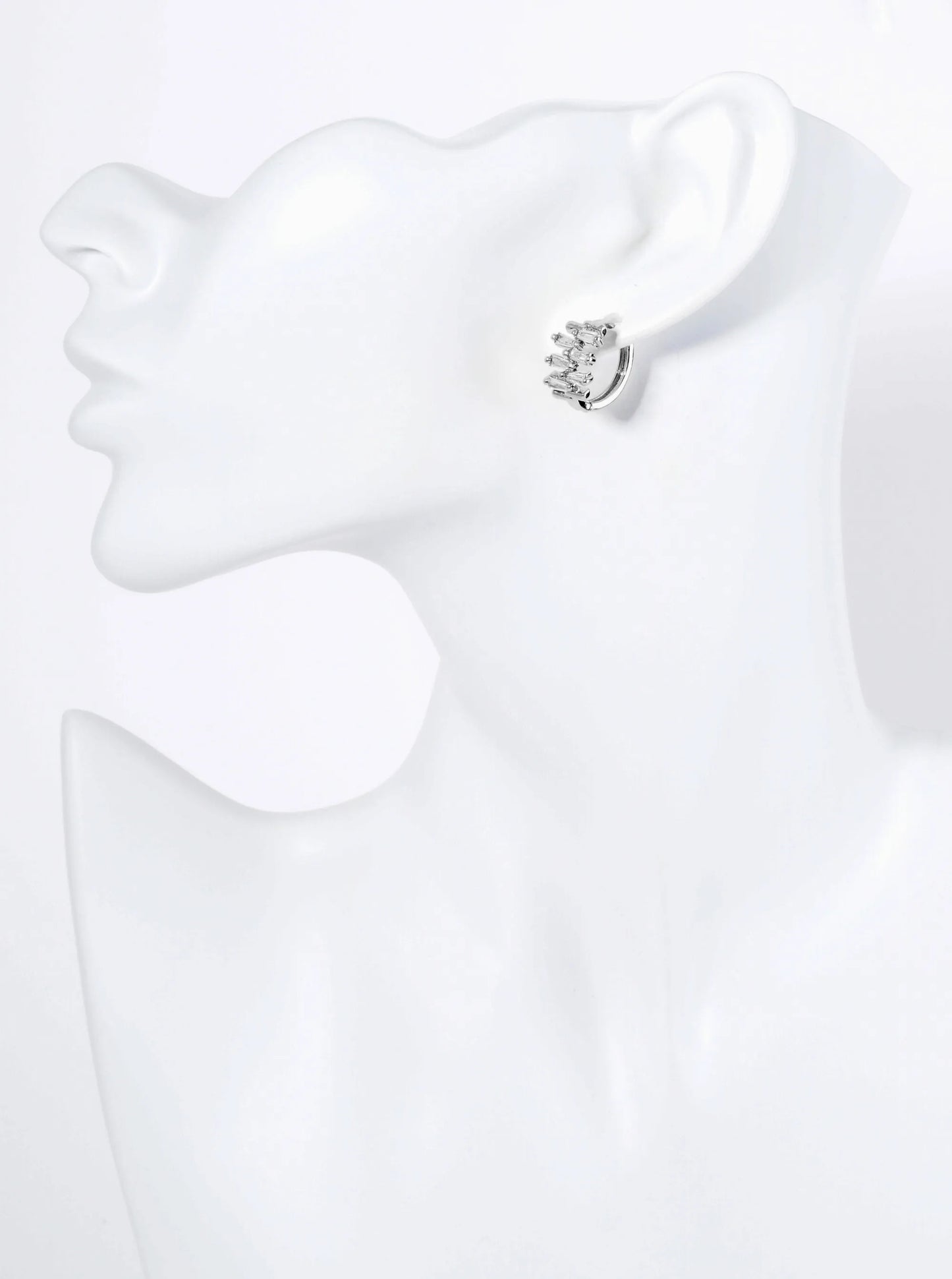 Zigzag CZ Accent 14K Gold Dipped 15mm Huggie Earrings