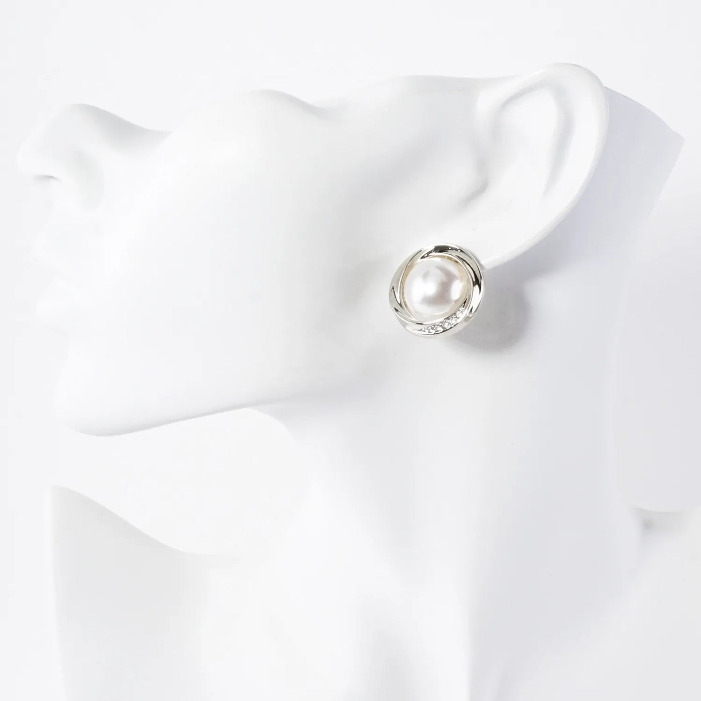 1-Inch Pearl 14K-Gold-Dipped Brass Button Stud Earrings