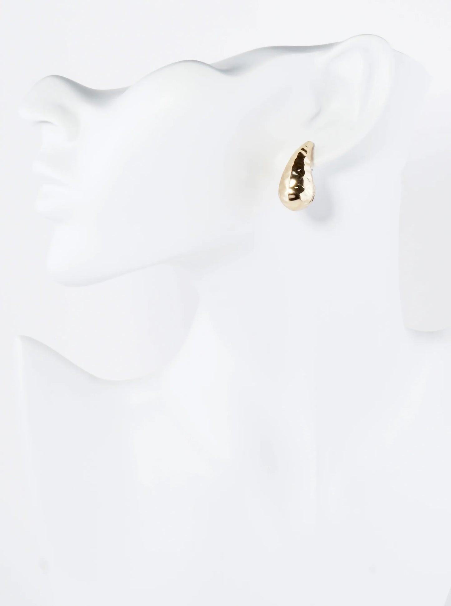 1 Inch Hammered Hollow Puffy Teardrop Stud Earrings