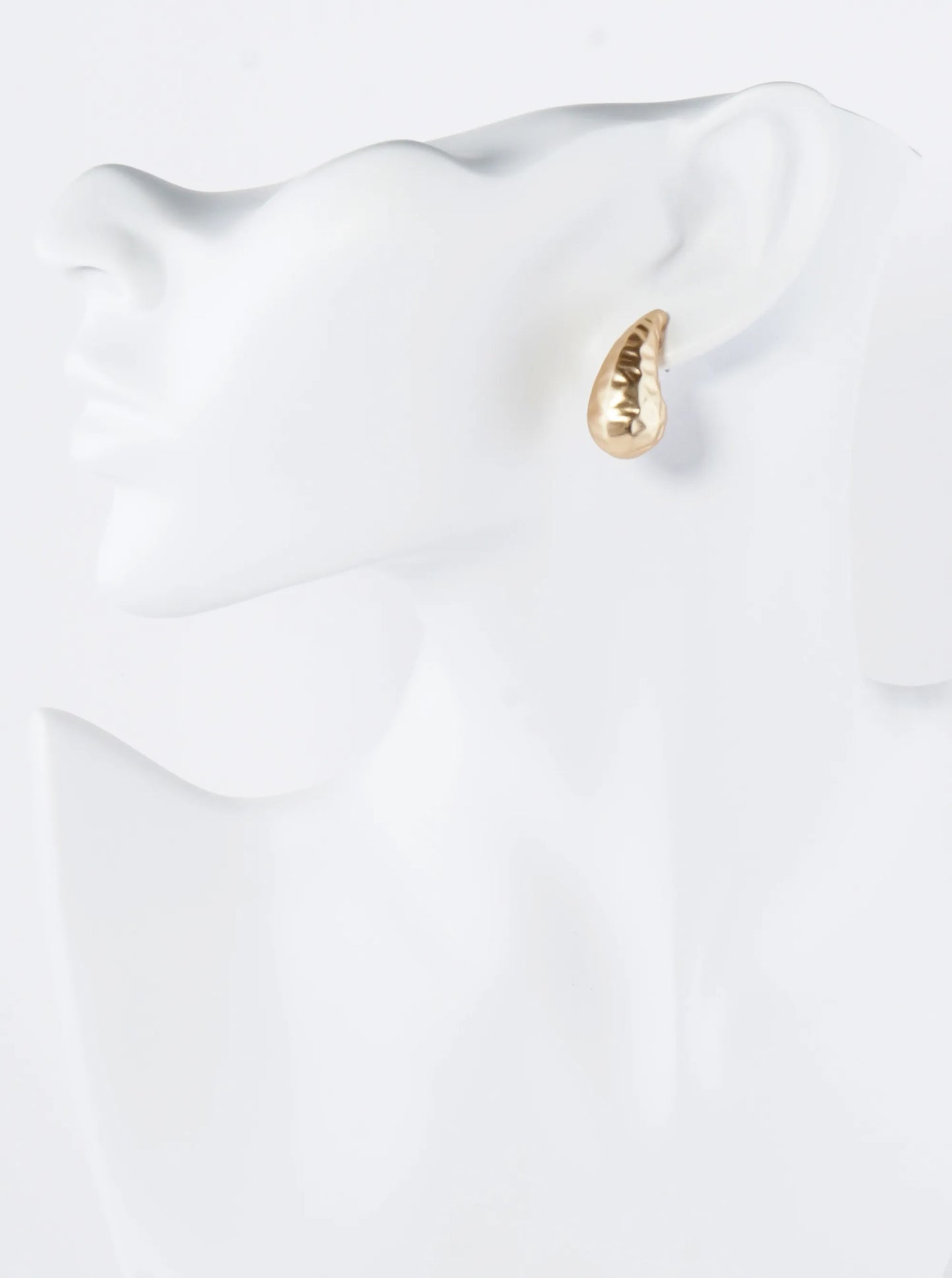 1 Inch Hammered Hollow Puffy Teardrop Stud Earrings