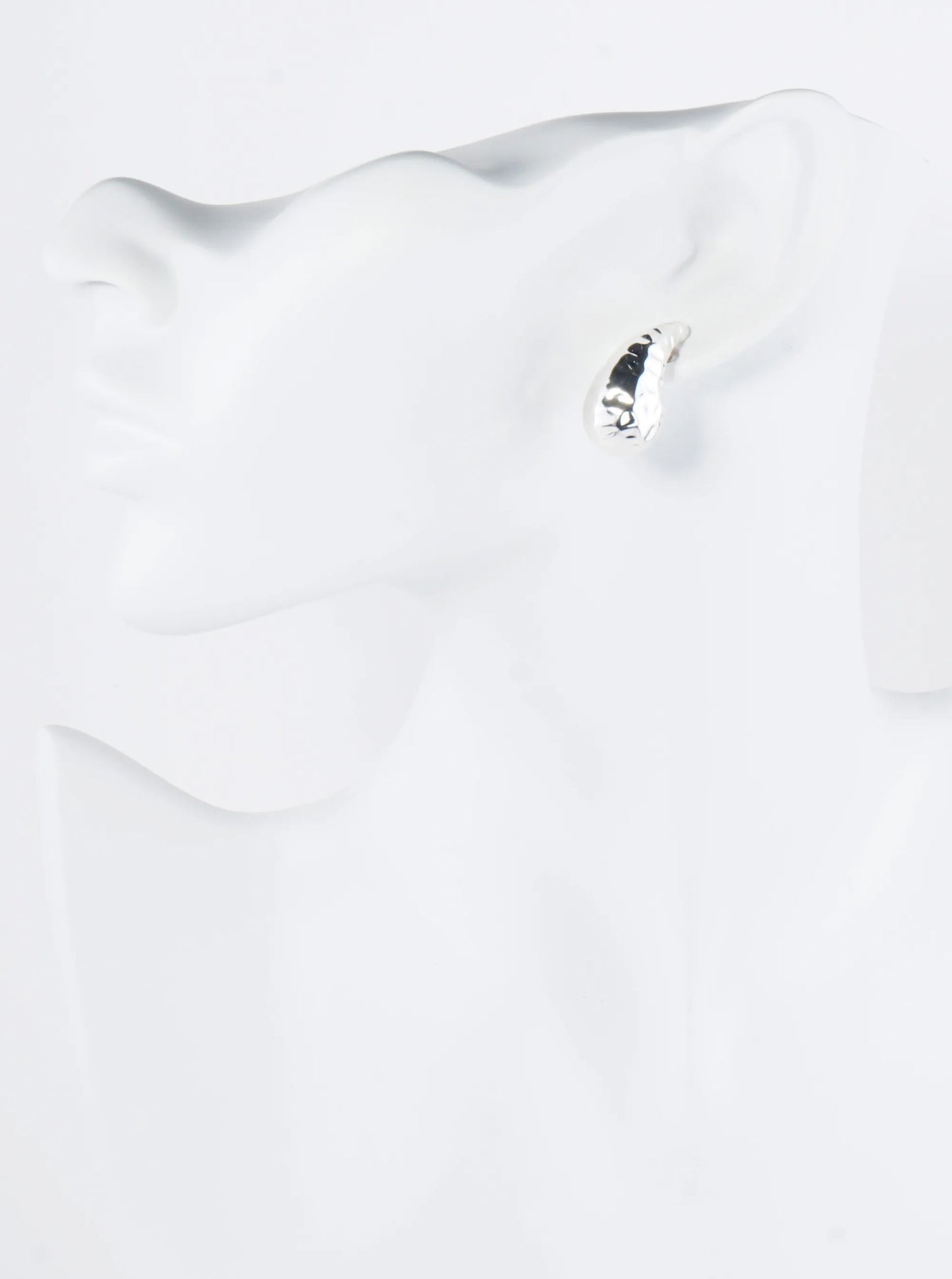 1 Inch Hammered Hollow Puffy Teardrop Stud Earrings