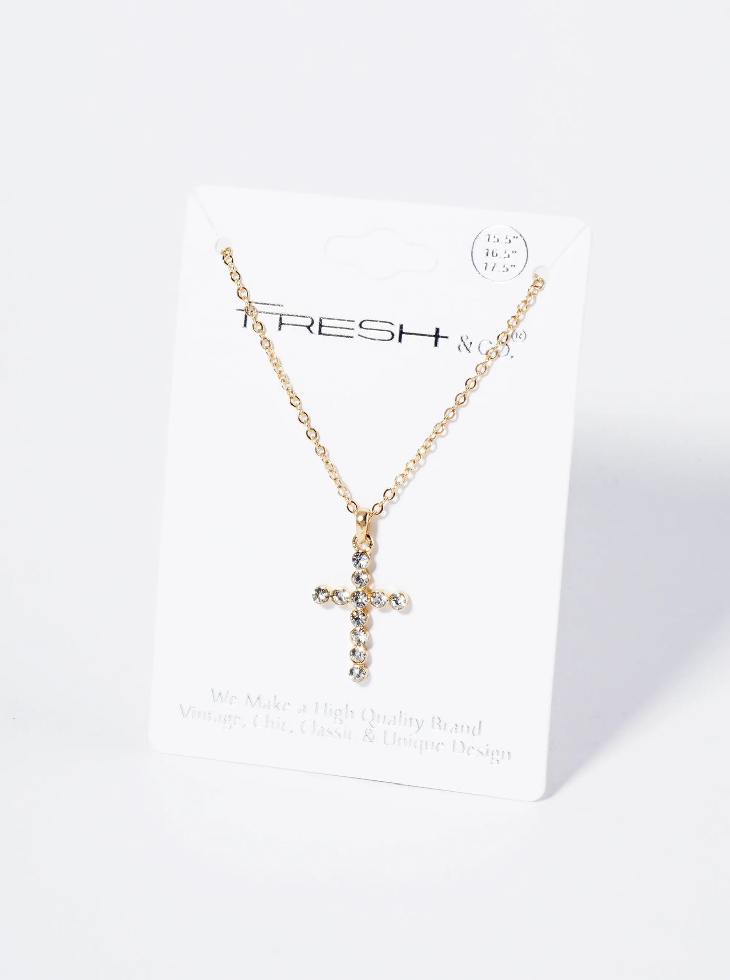 1 Inch Round Bezel Set Rhinestone Cross Pendant Necklace