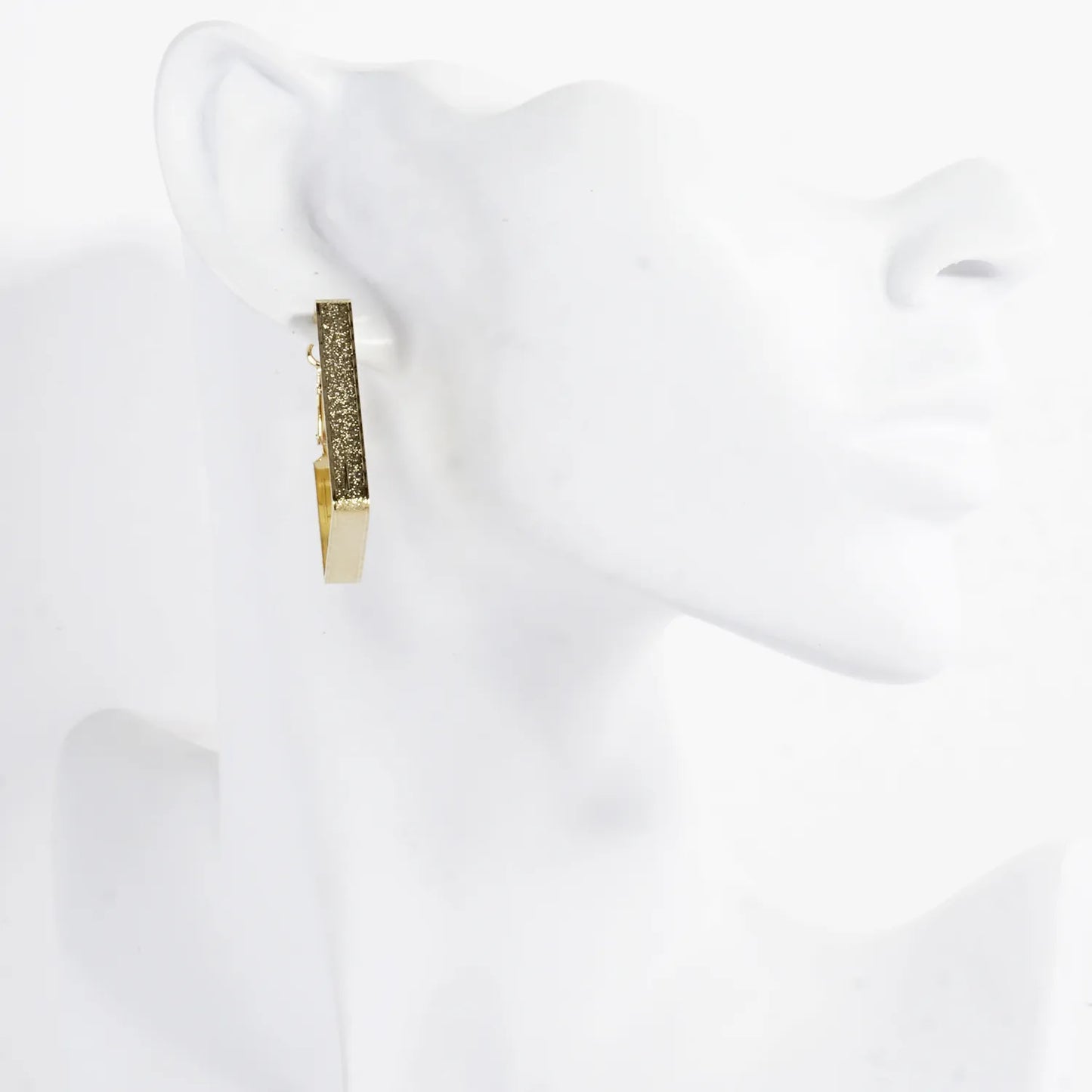 1.5 Inch Satin Brass Rectangular Hoop Earrings