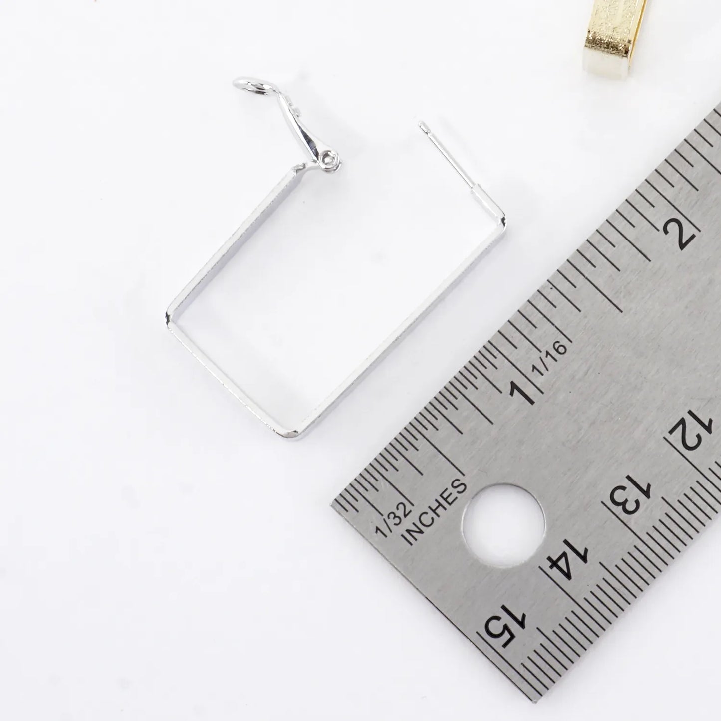 1.5 Inch Satin Brass Rectangular Hoop Earrings