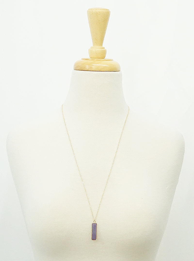 1.75inch Vertical Bar Semi-precious Natural Stone Pendant Long Necklace
