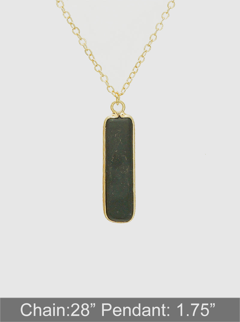 1.75inch Vertical Bar Semi-precious Natural Stone Pendant Long Necklace