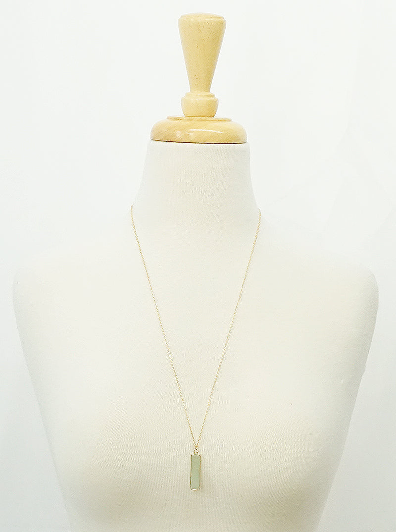 1.75inch Vertical Bar Semi-precious Natural Stone Pendant Long Necklace