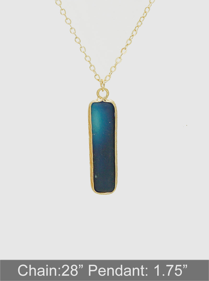 1.75inch Vertical Bar Semi-precious Natural Stone Pendant Long Necklace