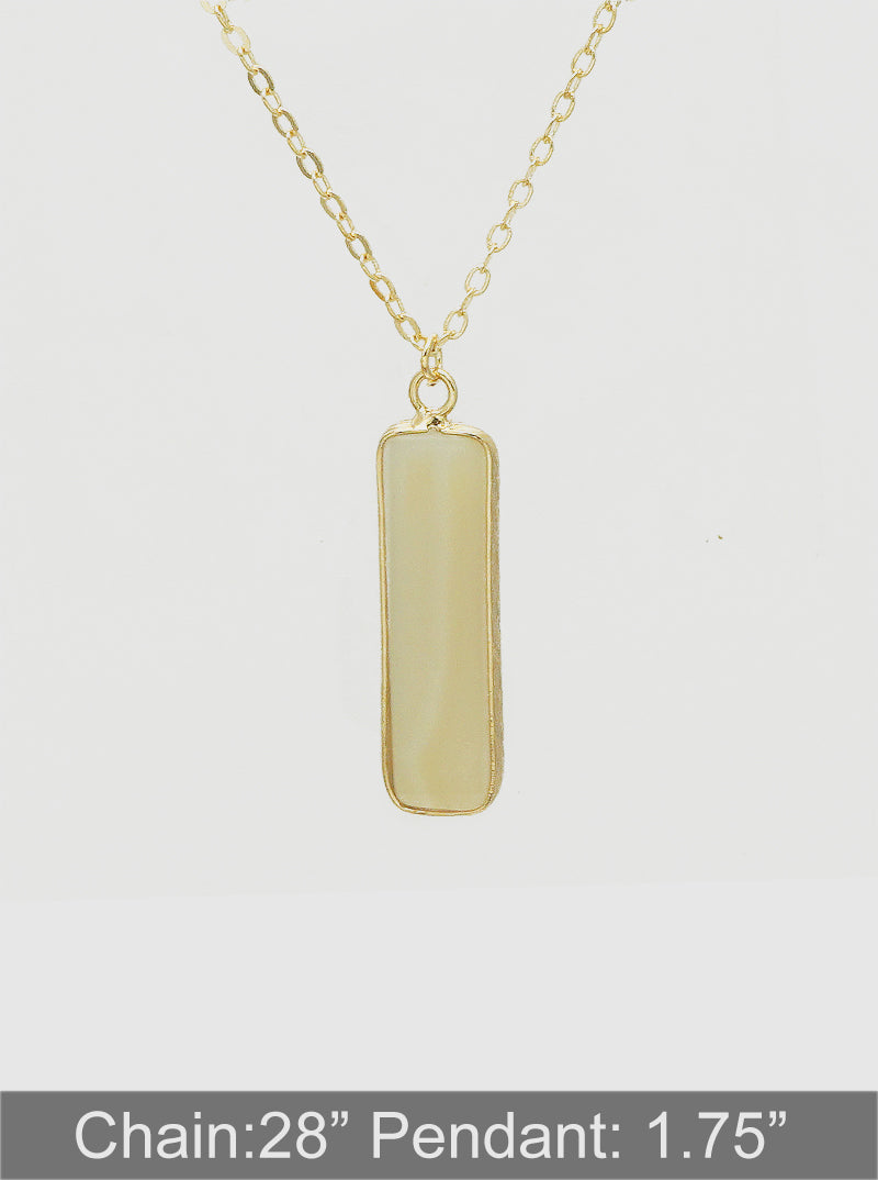 1.75inch Vertical Bar Semi-precious Natural Stone Pendant Long Necklace