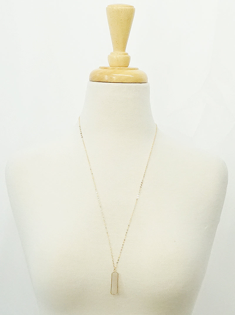 1.75inch Vertical Bar Semi-precious Natural Stone Pendant Long Necklace