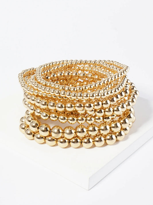 10-PC-Set Metallic Ball Beads 4mm To 10mm Stackable Stretch Bracelet