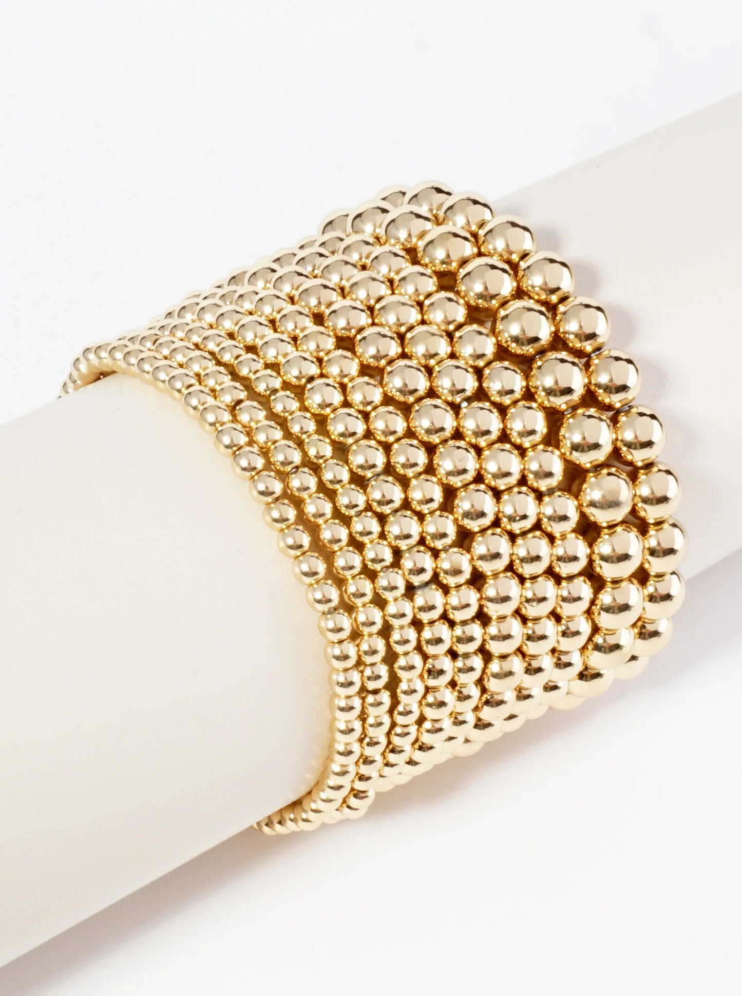 10-PC-Set Metallic Ball Beads 4mm To 10mm Stackable Stretch Bracelet
