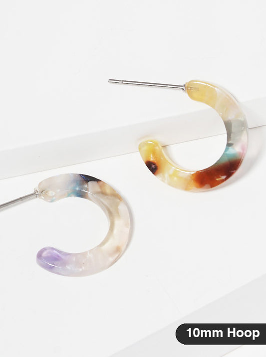 10mm Acetate Open Hoop Earrings