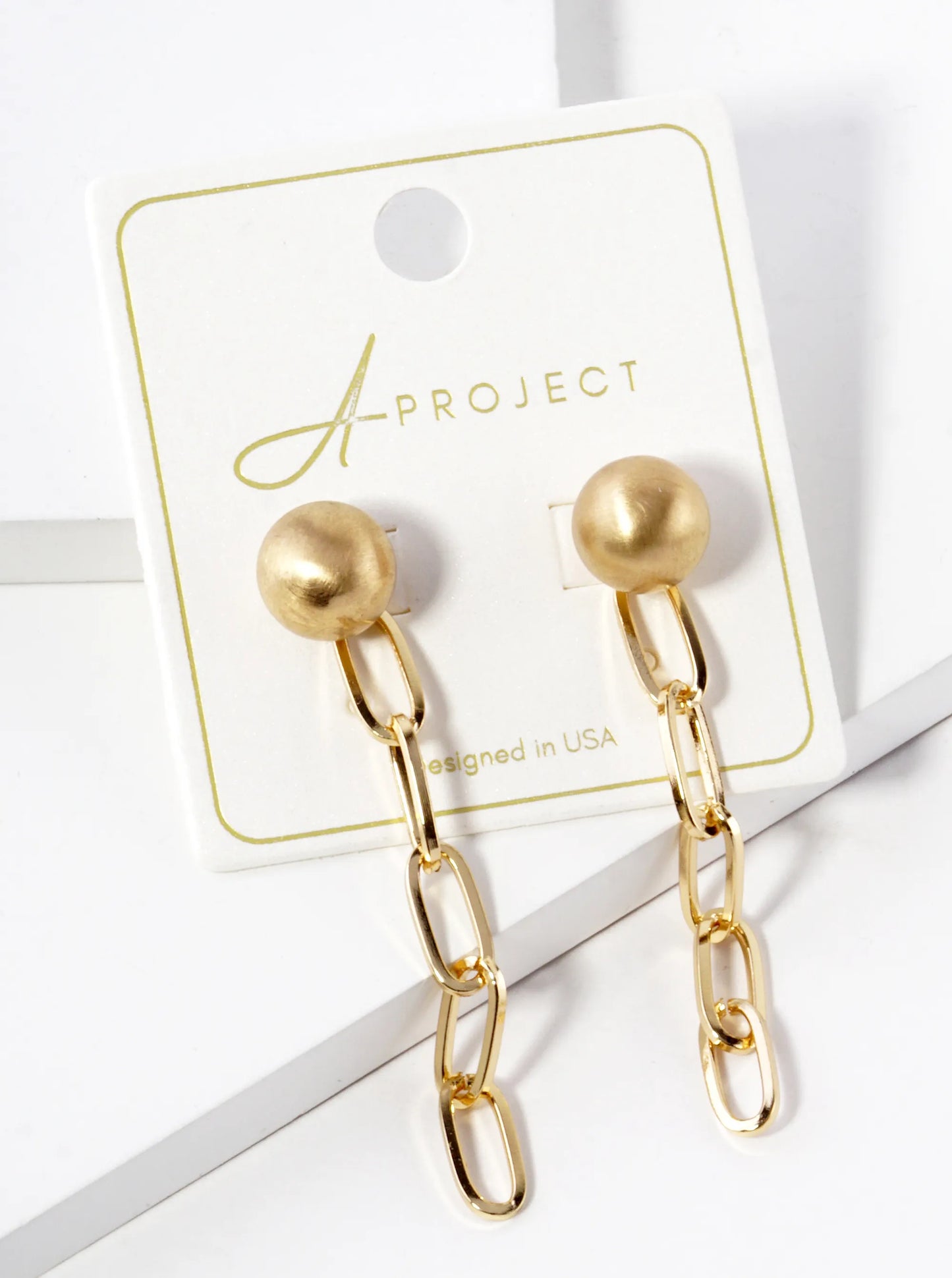 10mm Ball Stud With Chain Drop Earrings