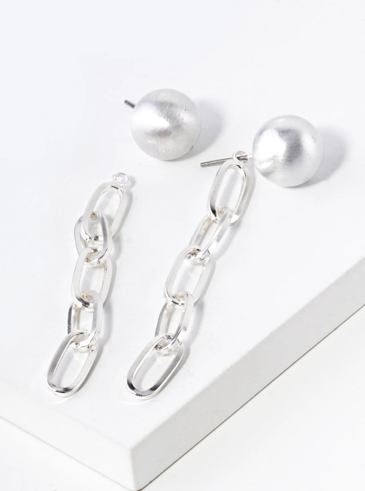 10mm Ball Stud With Chain Drop Earrings