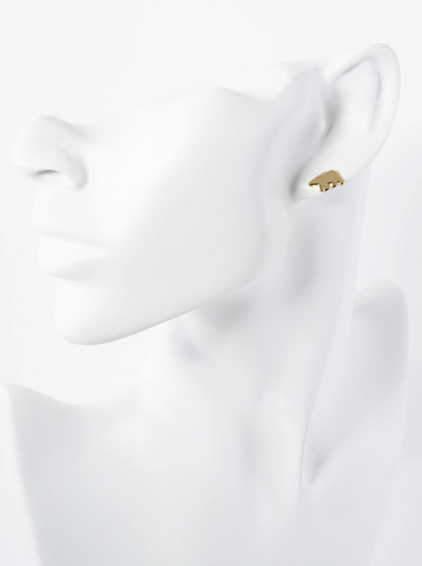 10mm Bear 18K-Gold-Dipped Polished Brass Flat Stud Earrings