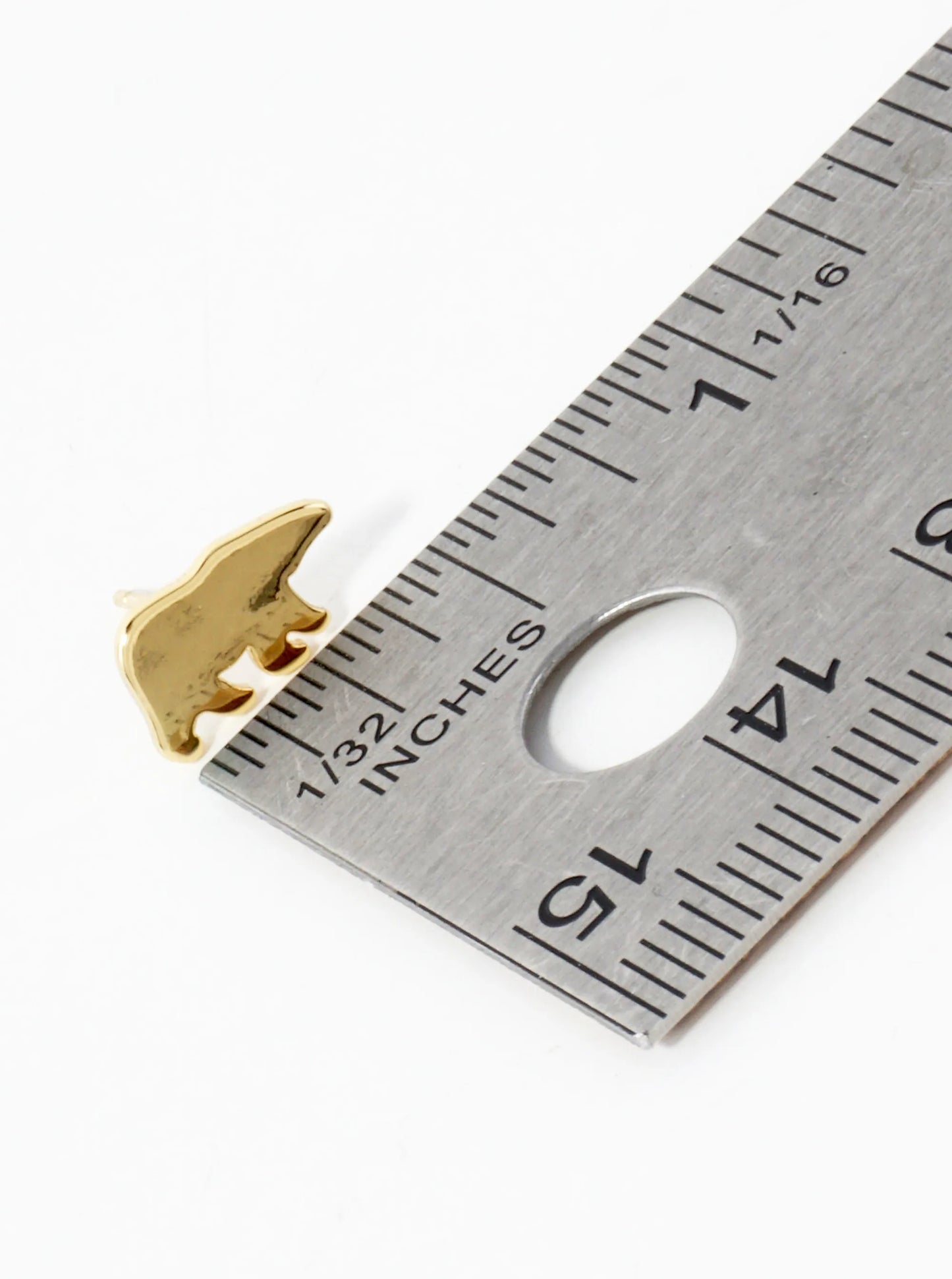 10mm Bear 18K-Gold-Dipped Polished Brass Flat Stud Earrings