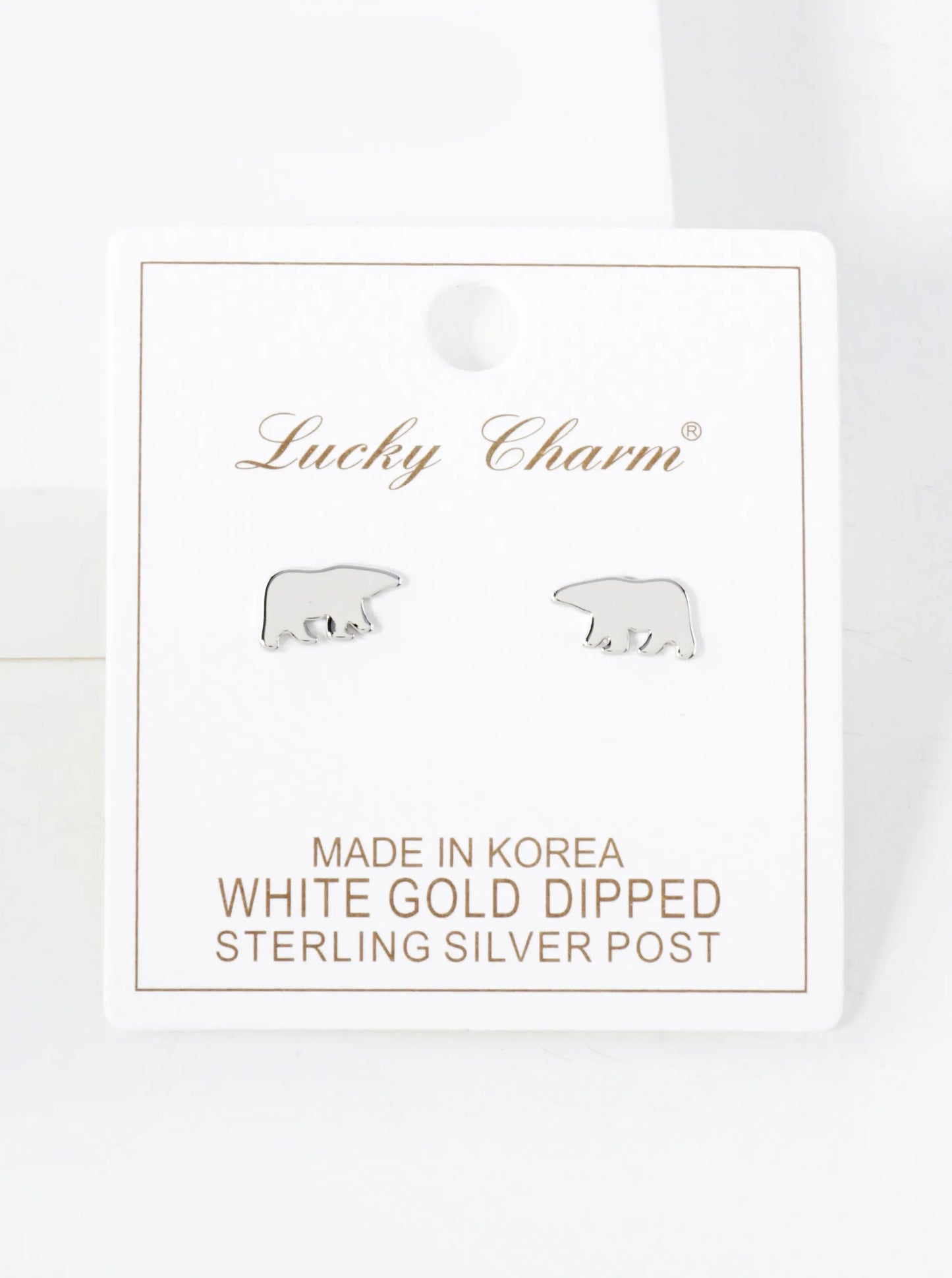 10mm Bear 18K-Gold-Dipped Polished Brass Flat Stud Earrings