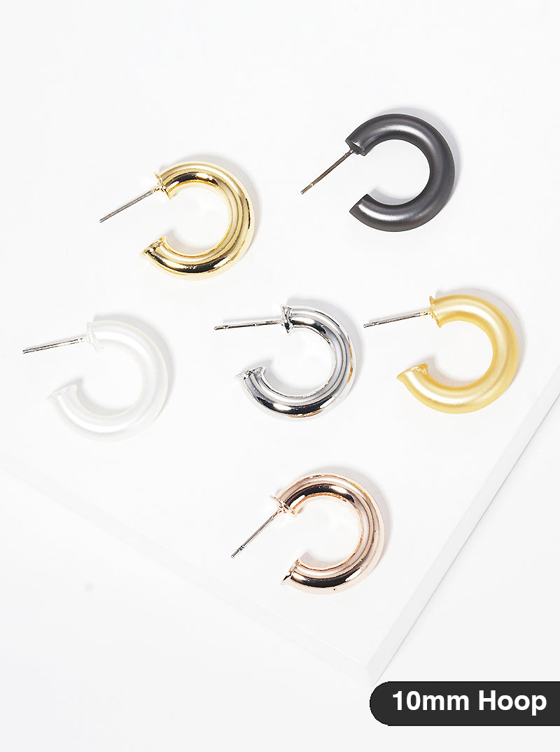 10mm Bold Brass Hollow Hoop Earrings
