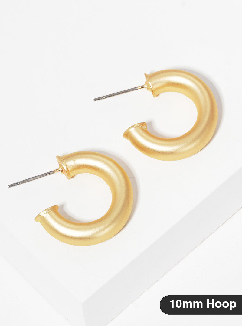 10mm Bold Brass Hollow Hoop Earrings