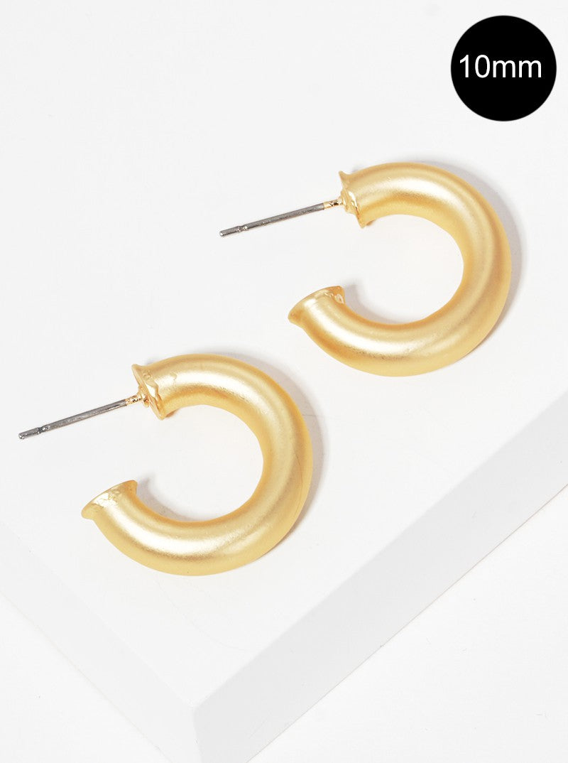 10mm Bold Brass Hollow Hoop Earrings