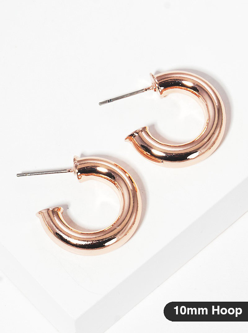 10mm Bold Brass Hollow Hoop Earrings