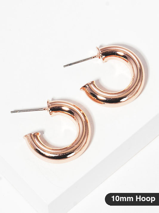 10mm Bold Brass Hollow Hoop Earrings
