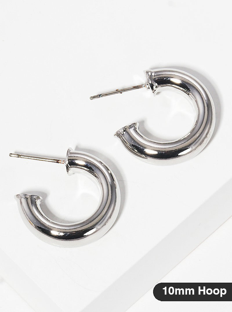 10mm Bold Brass Hollow Hoop Earrings