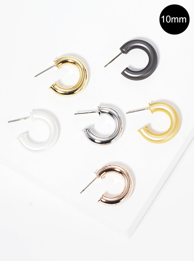 10mm Bold Brass Hollow Hoop Earrings