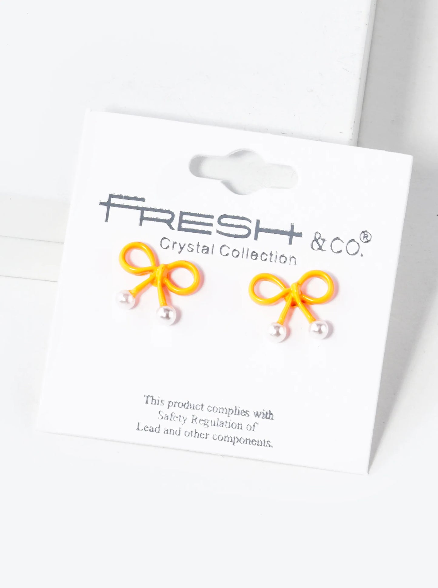 10mm Color Coated Wire Ribbon Bow Pearl Stud Earrings