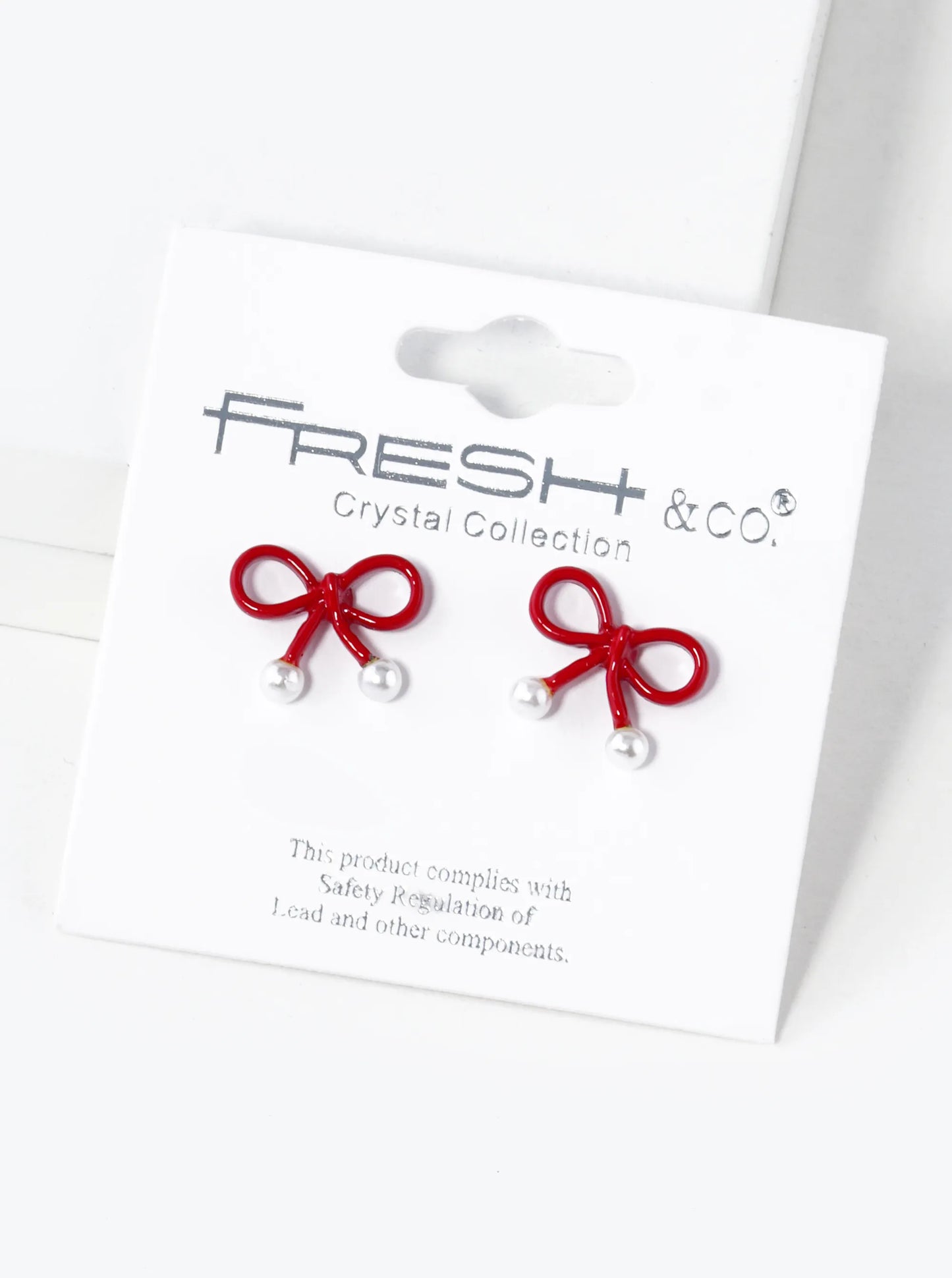 10mm Color Coated Wire Ribbon Bow Pearl Stud Earrings