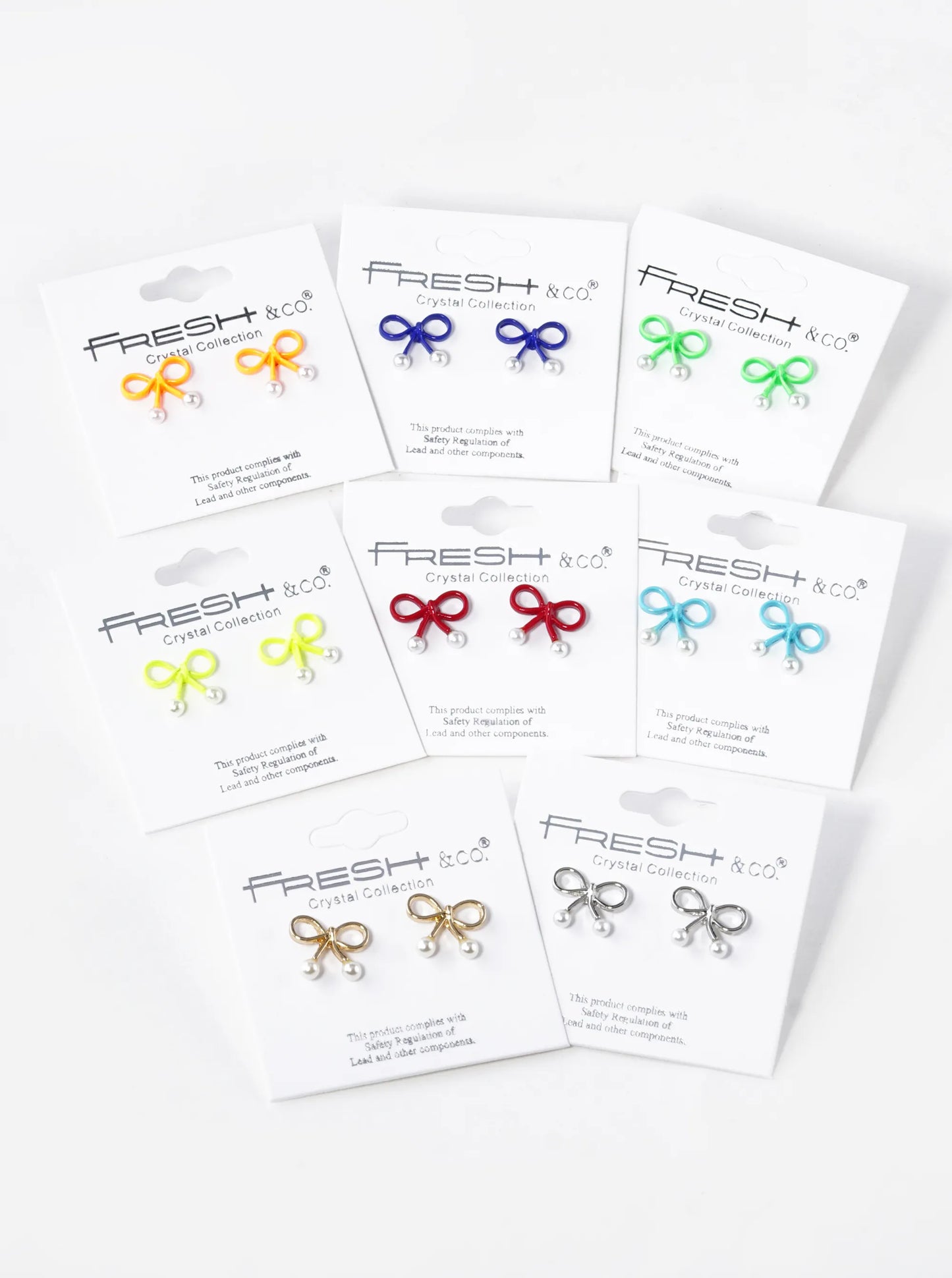 10mm Color Coated Wire Ribbon Bow Pearl Stud Earrings