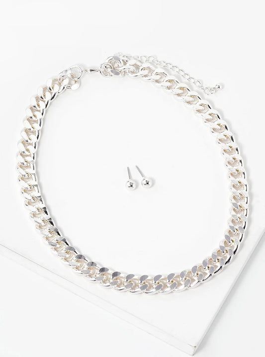 10mm Cuban Chain Necklace Set With Earrings