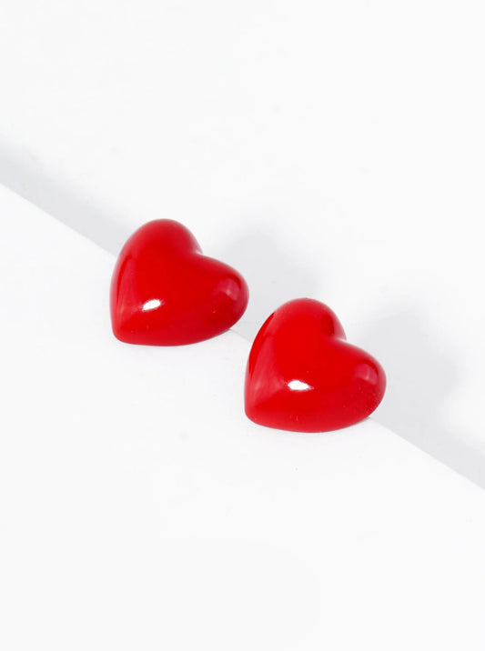 10mm Dainty Puffy Heart Stud Earrings