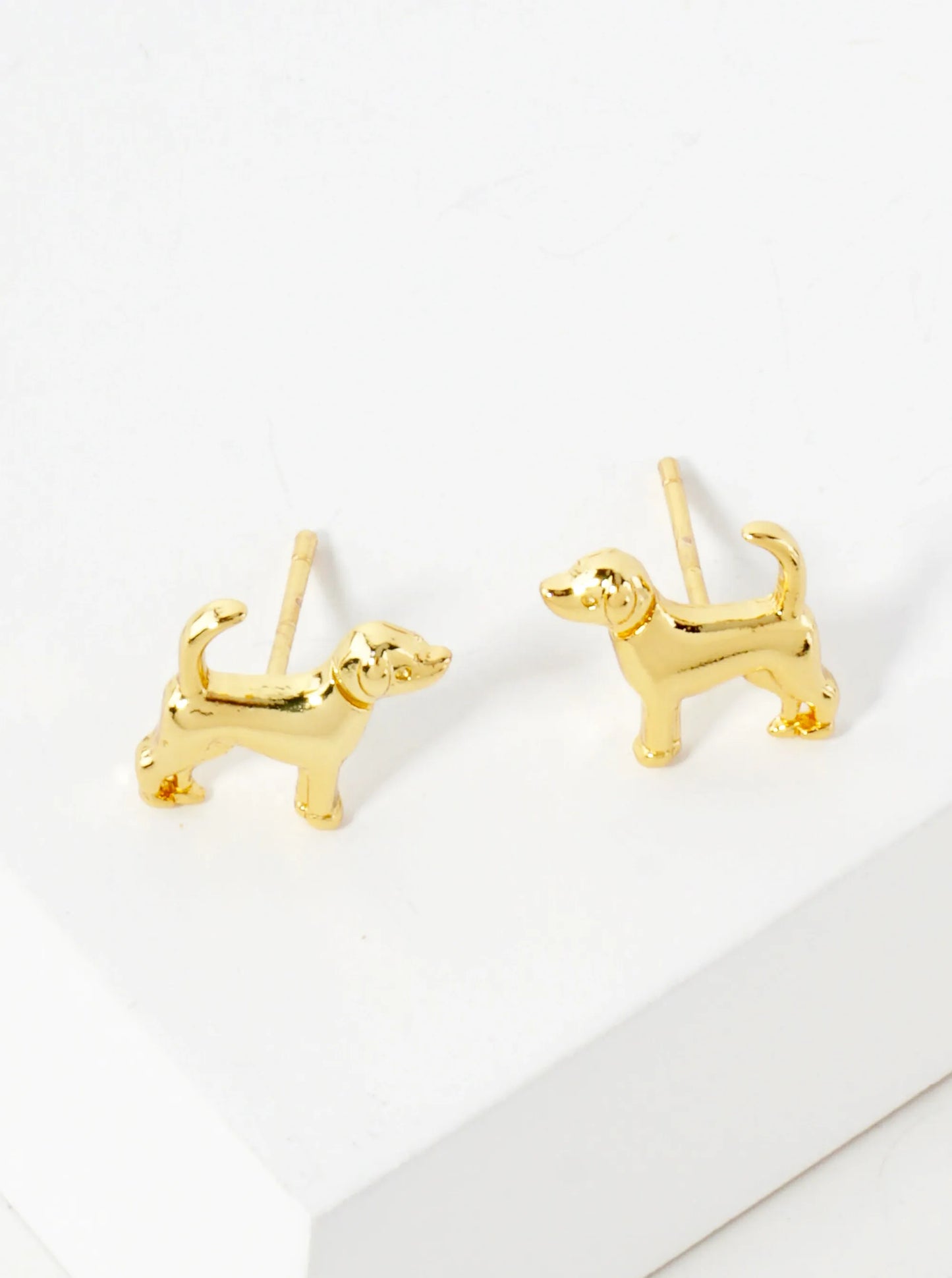 10mm Dog Doggy Lover 18K-Gold-Dipped Polished Brass Stud Earrings