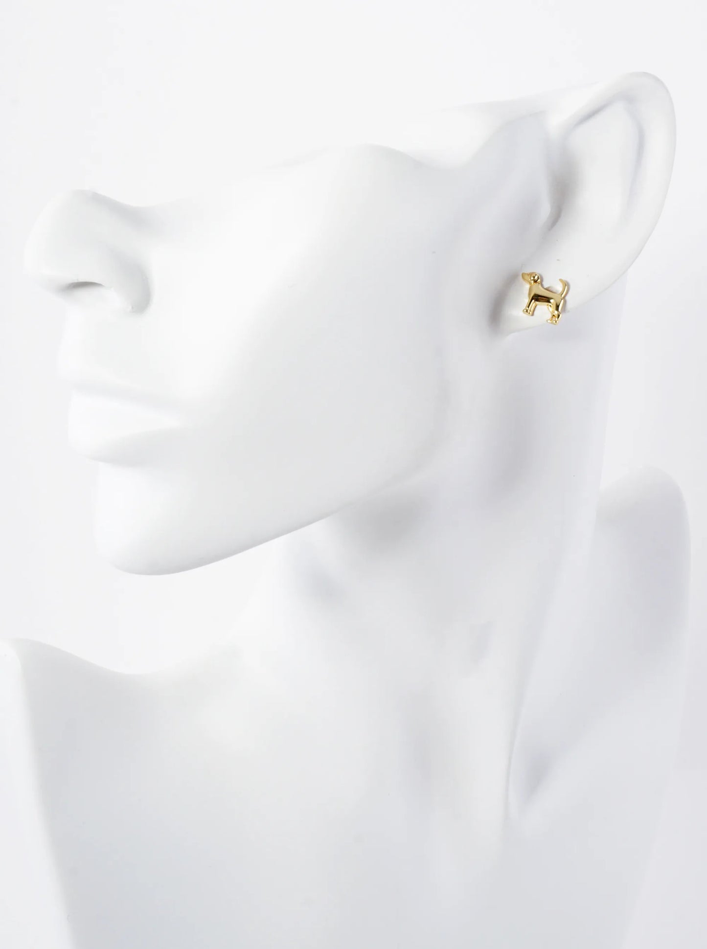 10mm Dog Doggy Lover 18K-Gold-Dipped Polished Brass Stud Earrings