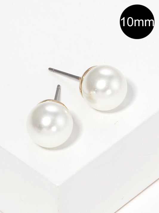 10mm Glass Pearl Post Stud Earrings